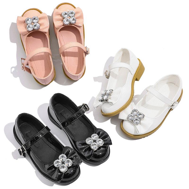 Girls Leather Shoes Black Soft-soled School Shoes Little Girls Mary Jane Height Increasing Thick-soled Women's Baby Shoes Children's Princess Shoes