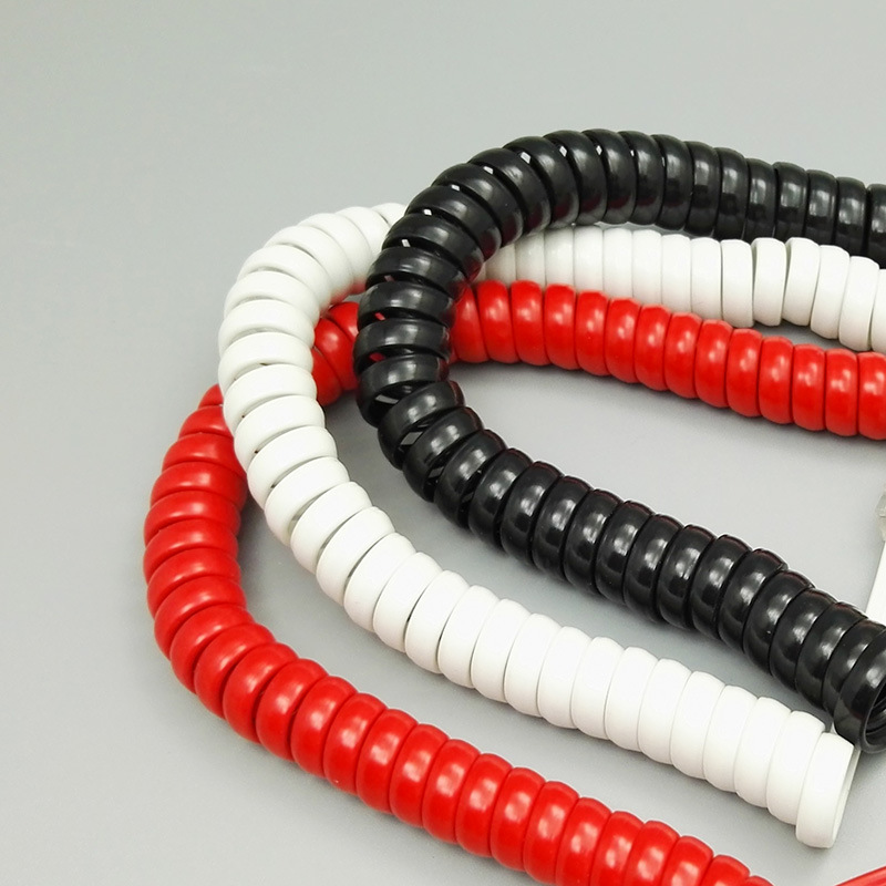 Four-core landline spring handle line rj9 pure copper spiral coil telescopic tail rope curve 4-core connection telephone handset line
