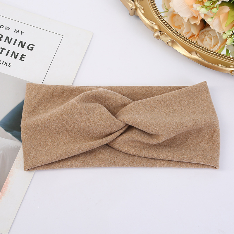 Flannel Cross women's hair band solid color breathable fabric hair band yoga sweat-absorbent elastic headband wholesale