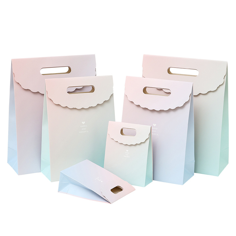 ins style two-color gradient gift bag clothing store handbag Mother's Day Valentine's Day paper bag Teacher's Day gift bag