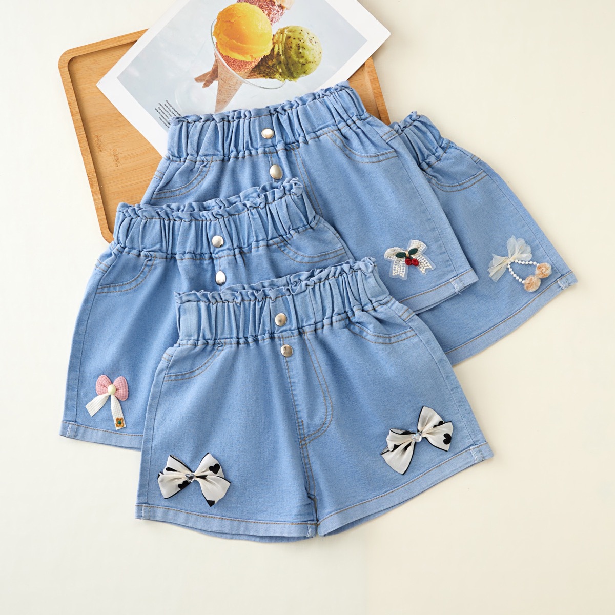 Girls Denim Shorts Summer 2024 New Style Outer Wear Pants Baby Girls Summer Thin Large Children's Shorts