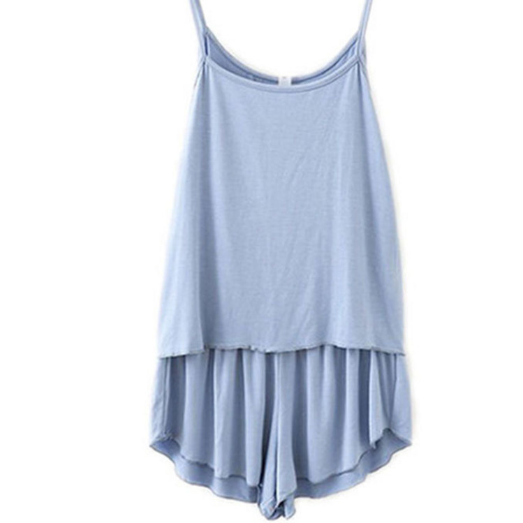 Summer New Extra Large Size Women's Comfortable Simple Sling Home Clothes Pajamas Two-piece Loose Shorts Set
