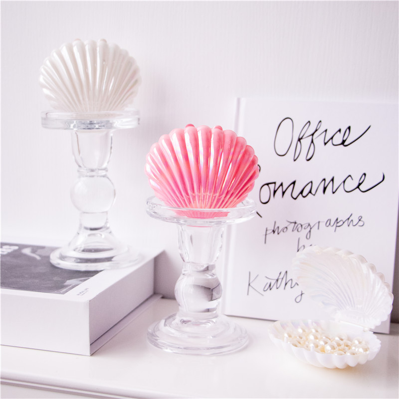 Girl's Heart Simulation Shell Ornaments Pearl Storage Cute Pink chic Desktop Ornaments Candy Box Storage Props