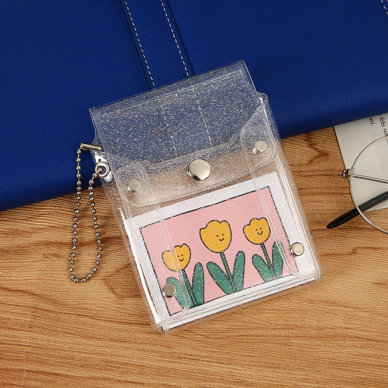Glitter Transparent PVC Chain Coin Purse Fashionable and Convenient Lipstick Storage Bag Card Storage God Coin Classification
