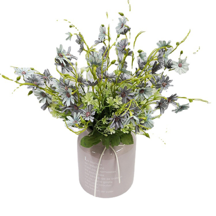 Little Daisy Home Decoration Simulation Flower Autumn Peacock Fence Flower arrangement Table Set Potted Flower North America Europe Silk Flower bouquet