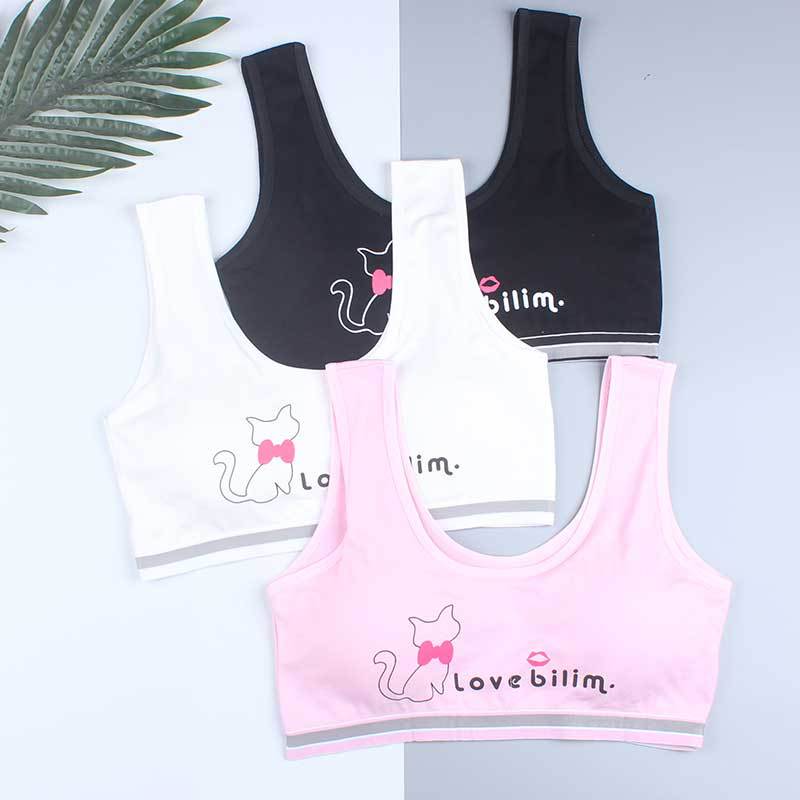 In stock girls' development period vest cotton girls' anti-exposure plus pad small tube top free size wireless girl wrapped chest