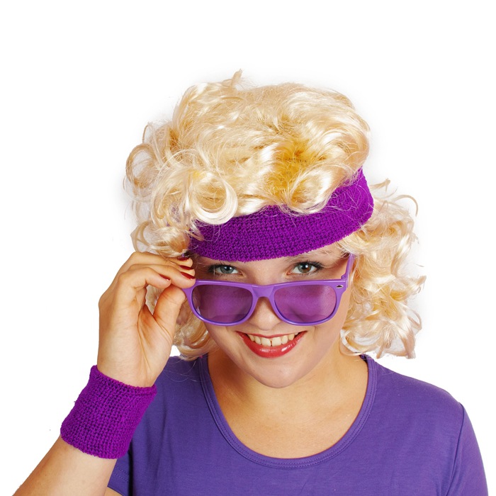 Retro 1980s Fluorescent Color Prom Party Decoration disco Sport Wristband Headband Set