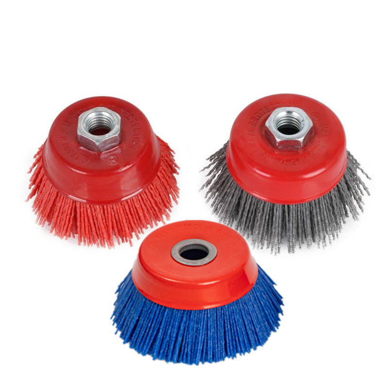 3 inch 75 screw bowl type abrasive wire tool brush nylon abrasive wire polishing brush furniture relief grinding wheel industrial brush