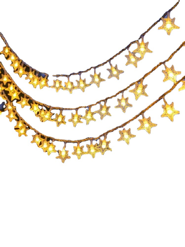 LED star light string flashing light starry string light wedding tapestry tent five-pointed star decorative light moon small colored light