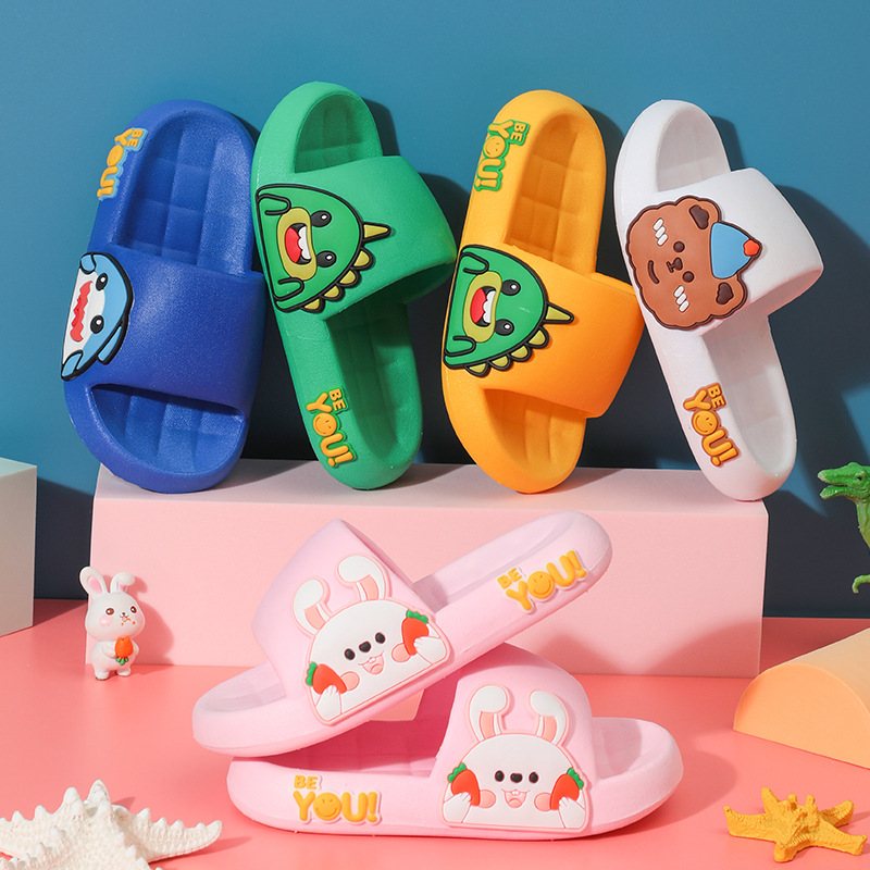 Children's Slippers Summer Cartoon Dinosaur Soft Bottom Boys and Girls Baby Rabbit Shark Non-slip Slip Slippers