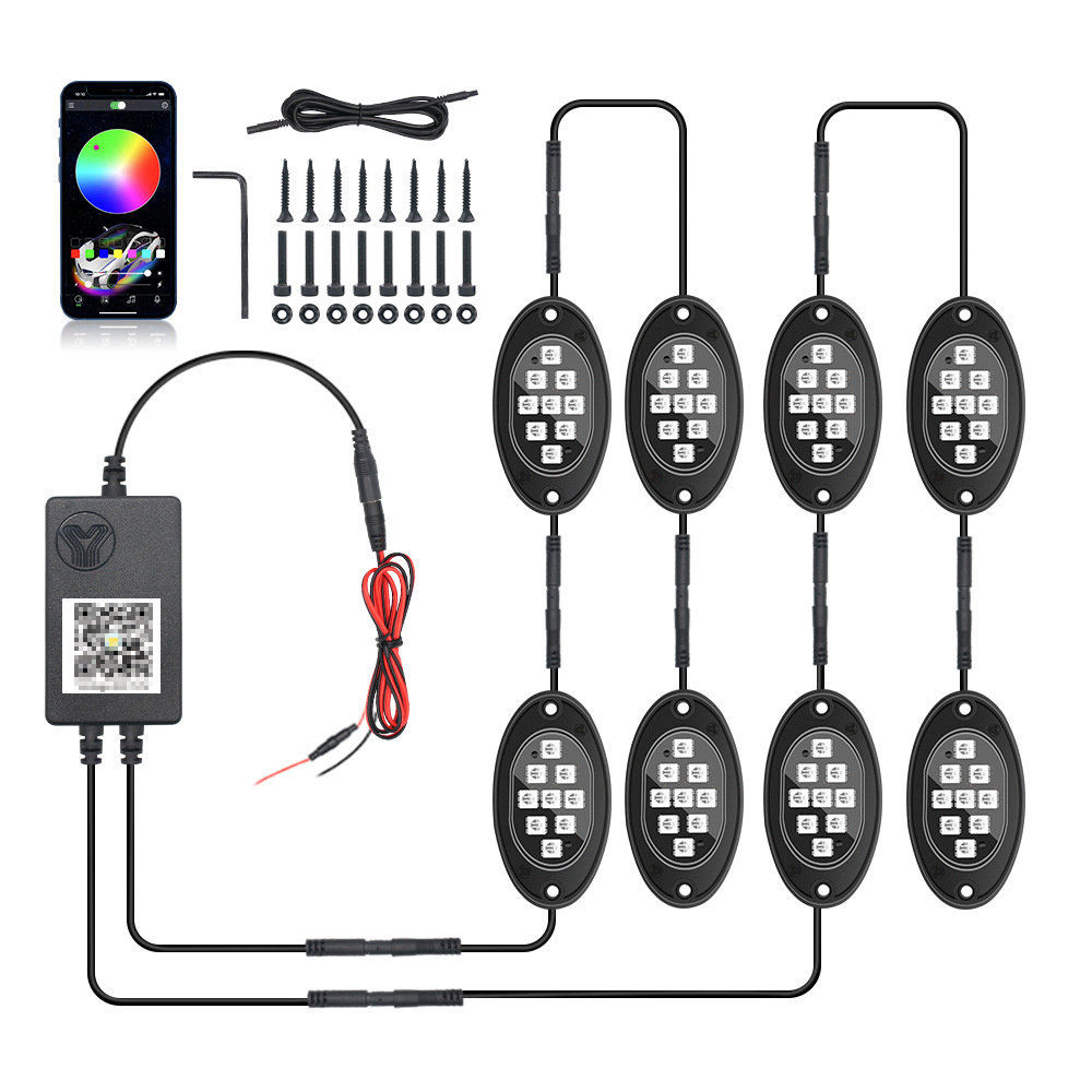 Cross-border car chassis lights for one-to-eight-to-six off-road vehicles colorful remote control APP control atmosphere lights
