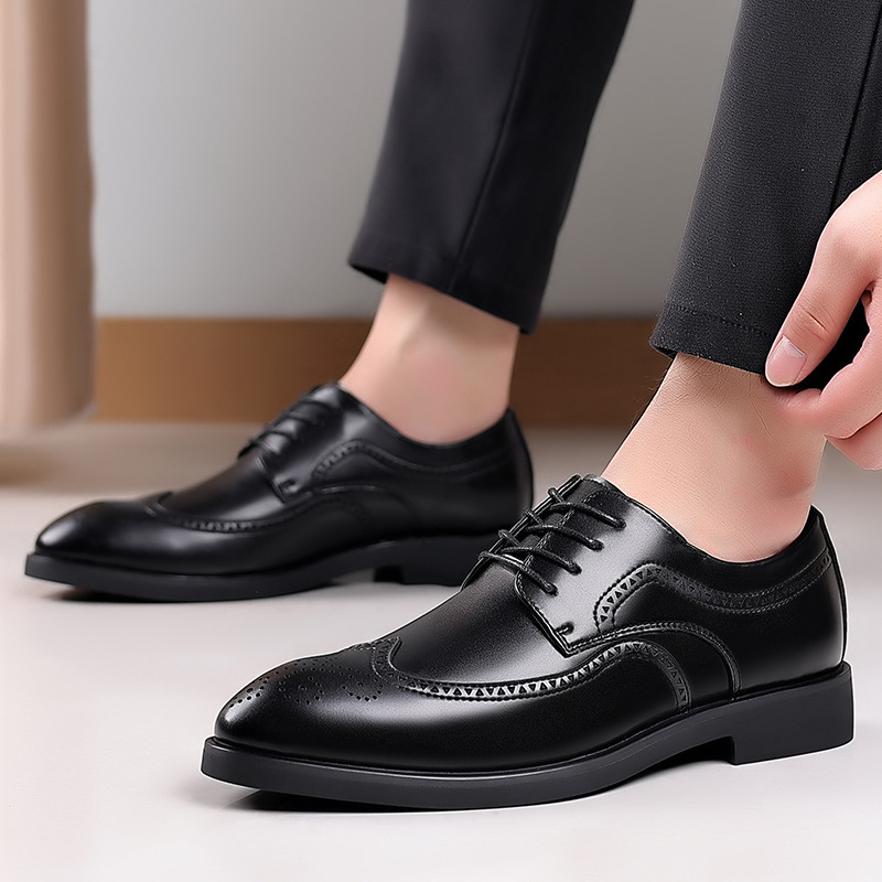 New Men's Business Dress Shoes Fashion British Brock Large Size Men's Shoes Foreign Trade Lace-up Derby Shoes 48