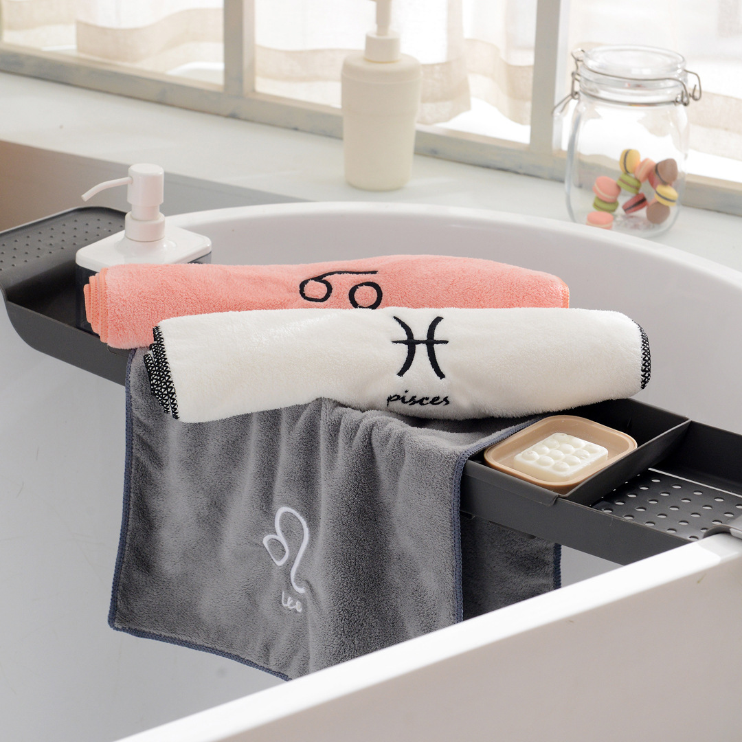 Factory wholesale coral fleece soft twelve constellation towel bath towel suit soft suction couple towel mother towel set towel