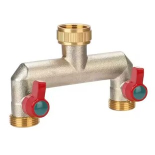 Water separator brass nickel-plated 2-way 2-way diverter ball valve 6-point dual-control washing machine faucet car wash pipe joint