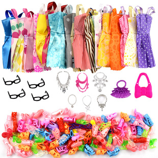 32 Piece Set Dress Up Set Lele Barbie Doll Accessories Clothing Universal Children's Toy Shoes Crown Bag