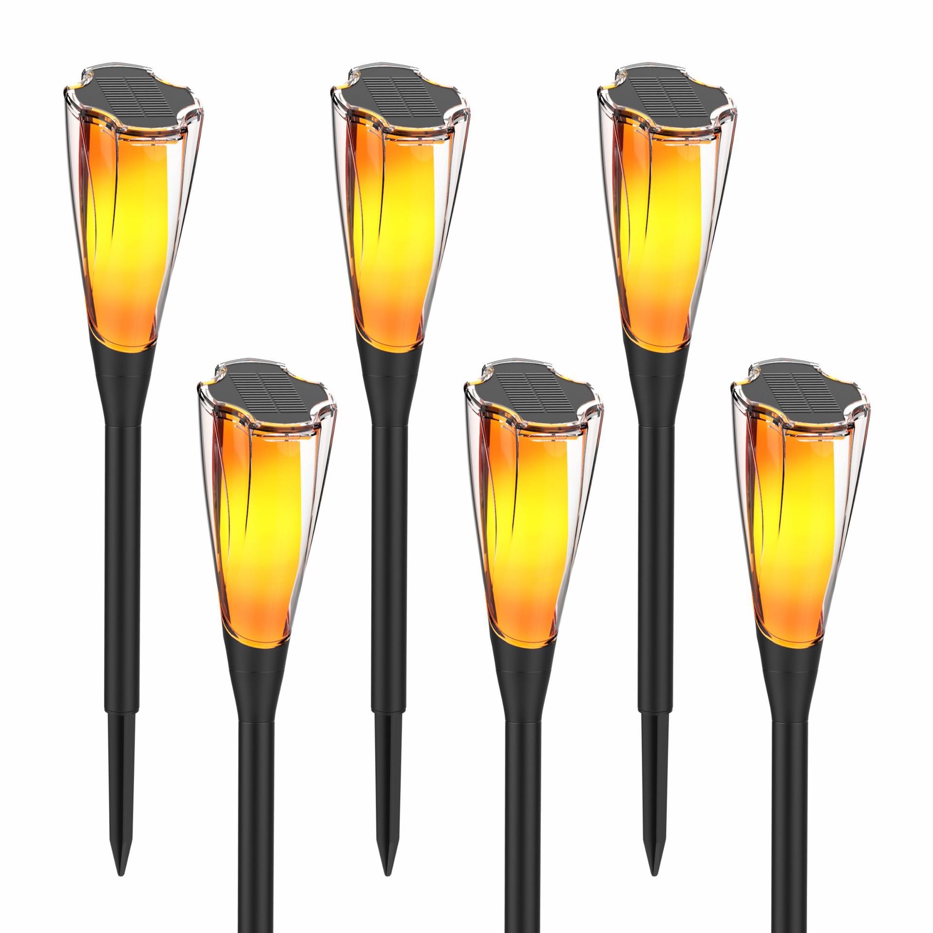 New outdoor courtyard petal shape solar flame lamp solar decorative torch lamp flashing atmosphere lamp