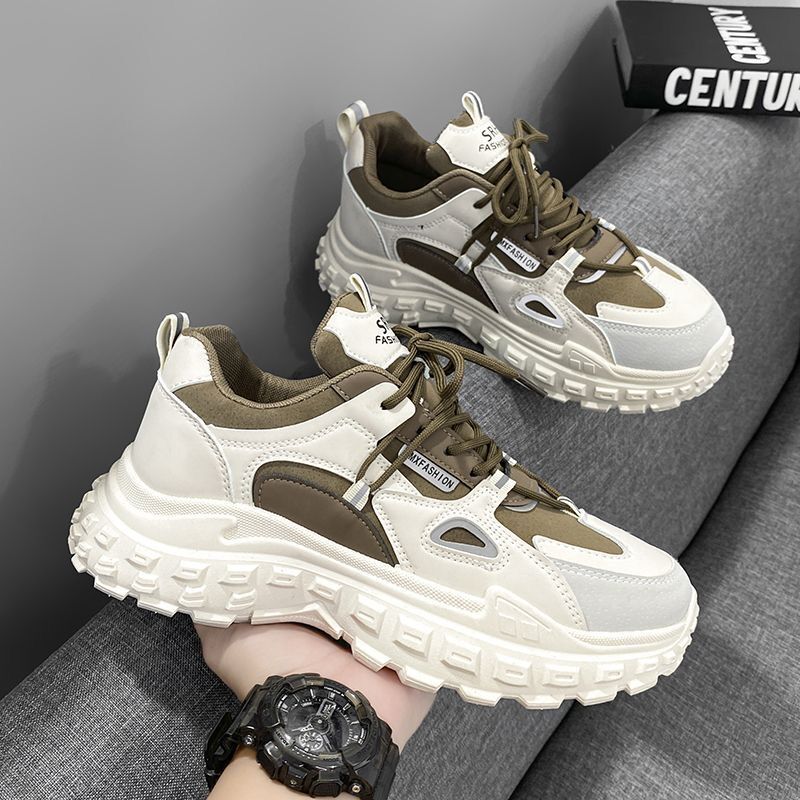 Autumn men's shoes new breathable shoes men's fashionable all-match white shoes thick bottom non-slip sports casual daddy shoes men