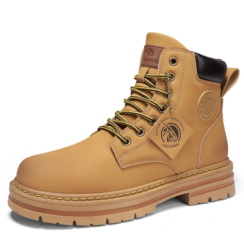 2025 Spring Men's High-top Martin Boots Trendy Seven-hole Men's Rhubarb Boots Wear-resistant Big Head Tooling Shoes