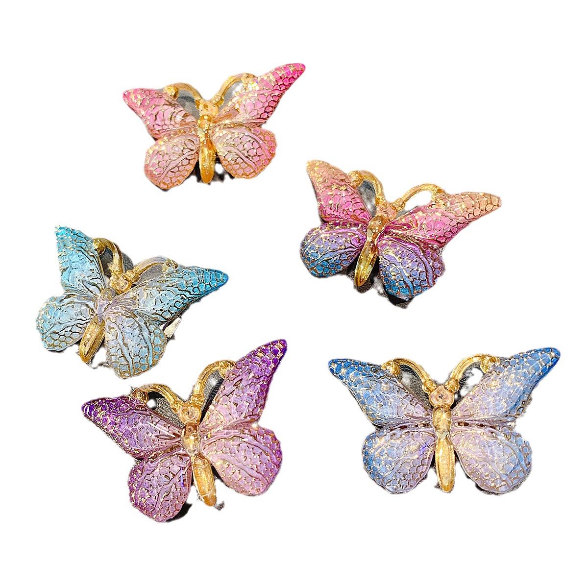 5-piece butterfly hairpin girls' hair accessories Girls' Sweet headdress hairpin gradient color accessories children's accessories clip
