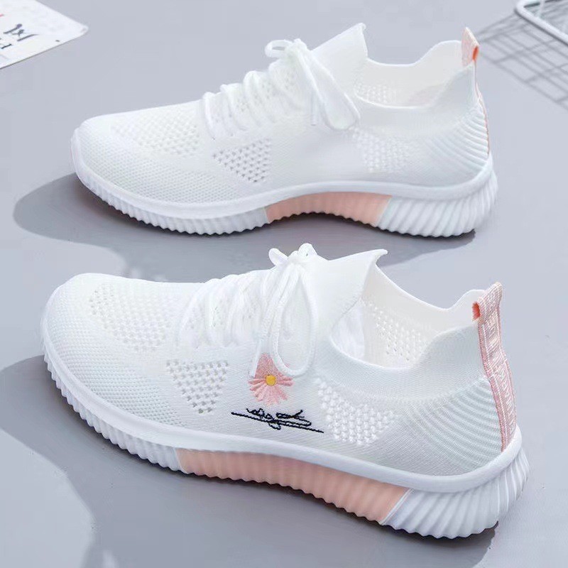 New Spring and Summer Women's Flying Woven Sneakers Fashion All-match Running Shoes Mesh Breathable Casual Female Students