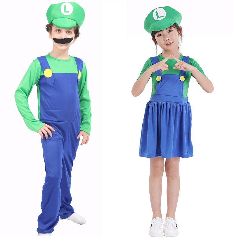 Halloween costume cos anime parent child cosplay adult child Mario costume Super Mary clothes