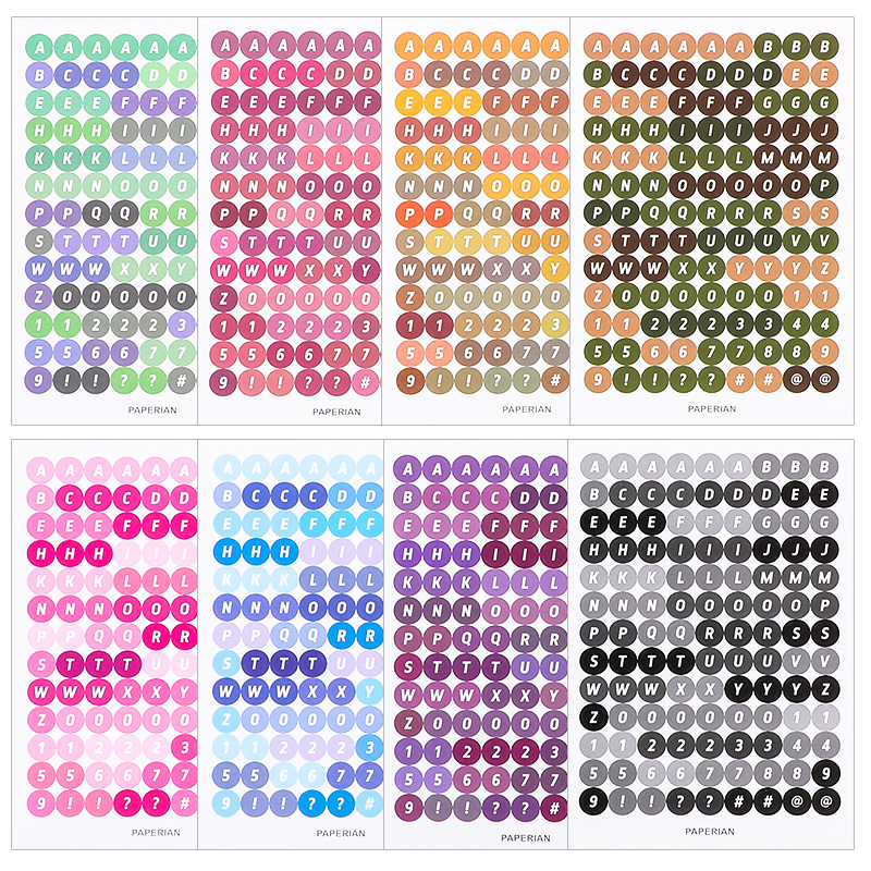 South Korea Goka colorful round English letters and numbers hand account stickers Goka stickers hand account material stationery stickers