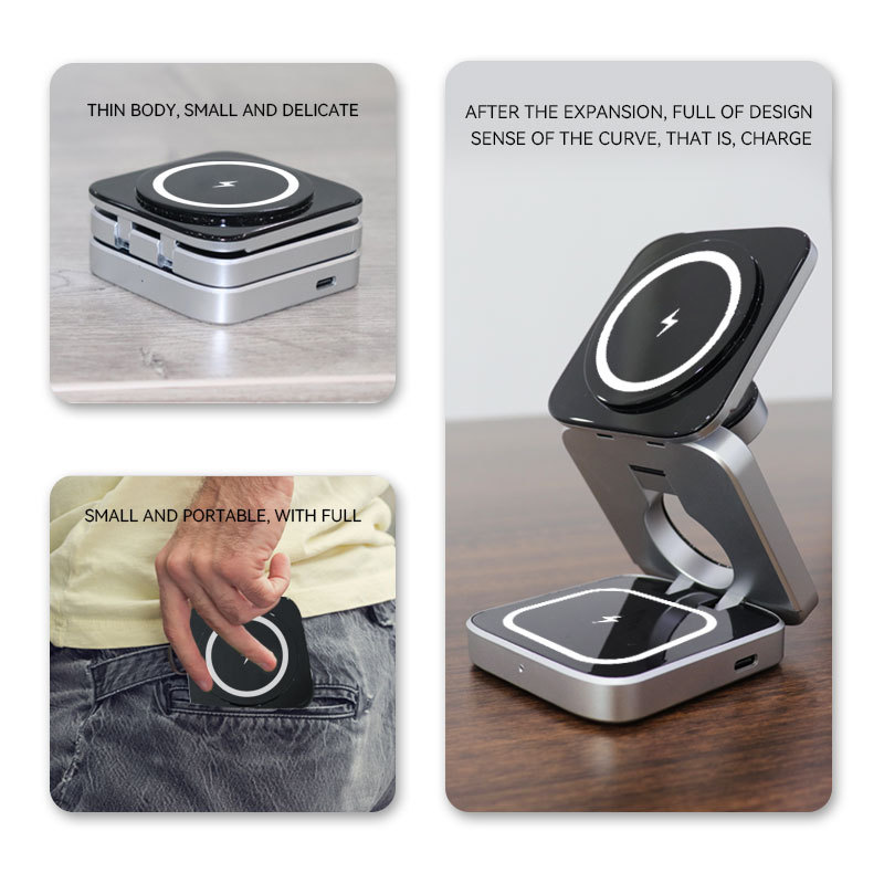Three-in-one desktop wireless charging bracket magnetic suction wireless charger for Samsung Google Watch headset charging