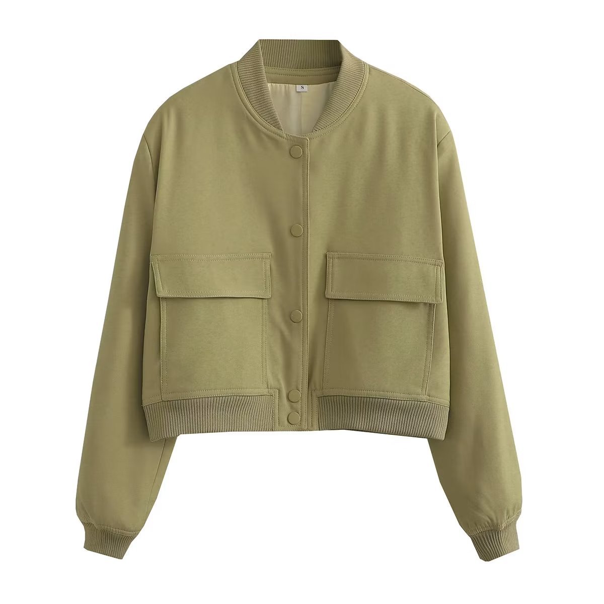 2024 spring new women's large pocket jacket stand collar coat women A19621