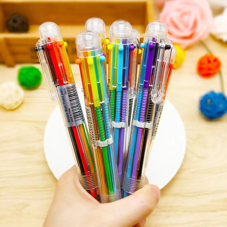 6 color ballpoint pen color press gel pen graffiti marker pen wholesale bullet 0.5m student stationery prizes