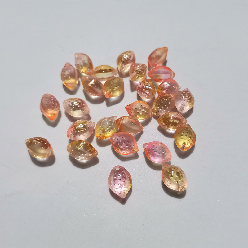 Fruit shaped glass accessories lemon fruit half hole Crystal loose beads DIY antique pendant hairpin material wholesale