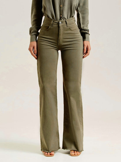 Europe and the United States cross-border new slim-fit stretch fashion solid color fur edge flared pants women's jeans