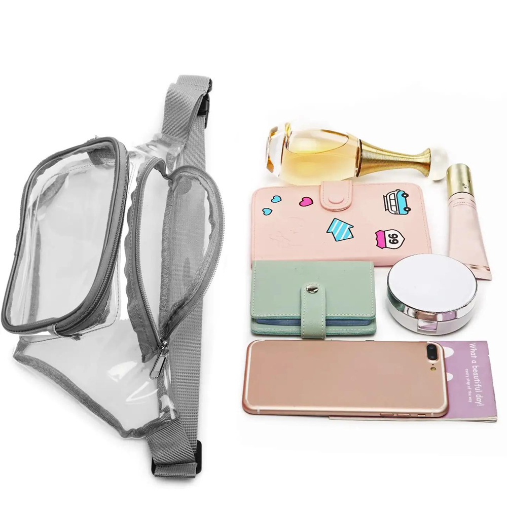 Large outdoor sports waist bag PVC transparent waterproof running bag travel outdoor fitness storage bag crossbody chest bag
