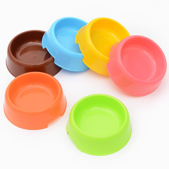 Wholesale Plastic Pet Bowl Food Bowl Dog Bowl Candy Color Cat Bowl Dog Food Bowl Single Bowl Cat and Dog Food Utensils Pet Supplies