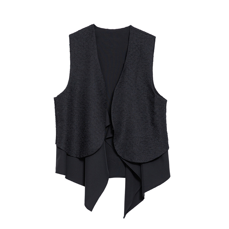 Vest vest spring and autumn sleeveless cardigan with personalized multi-layer design waistcoat layered new style women's handsome top