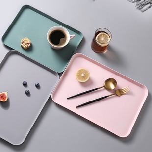 Kitchen Rectangular Tray Household Living Room Tea Cup Tea Tray Fruit Plate Creative Nordic ins Plastic Dinner Plate