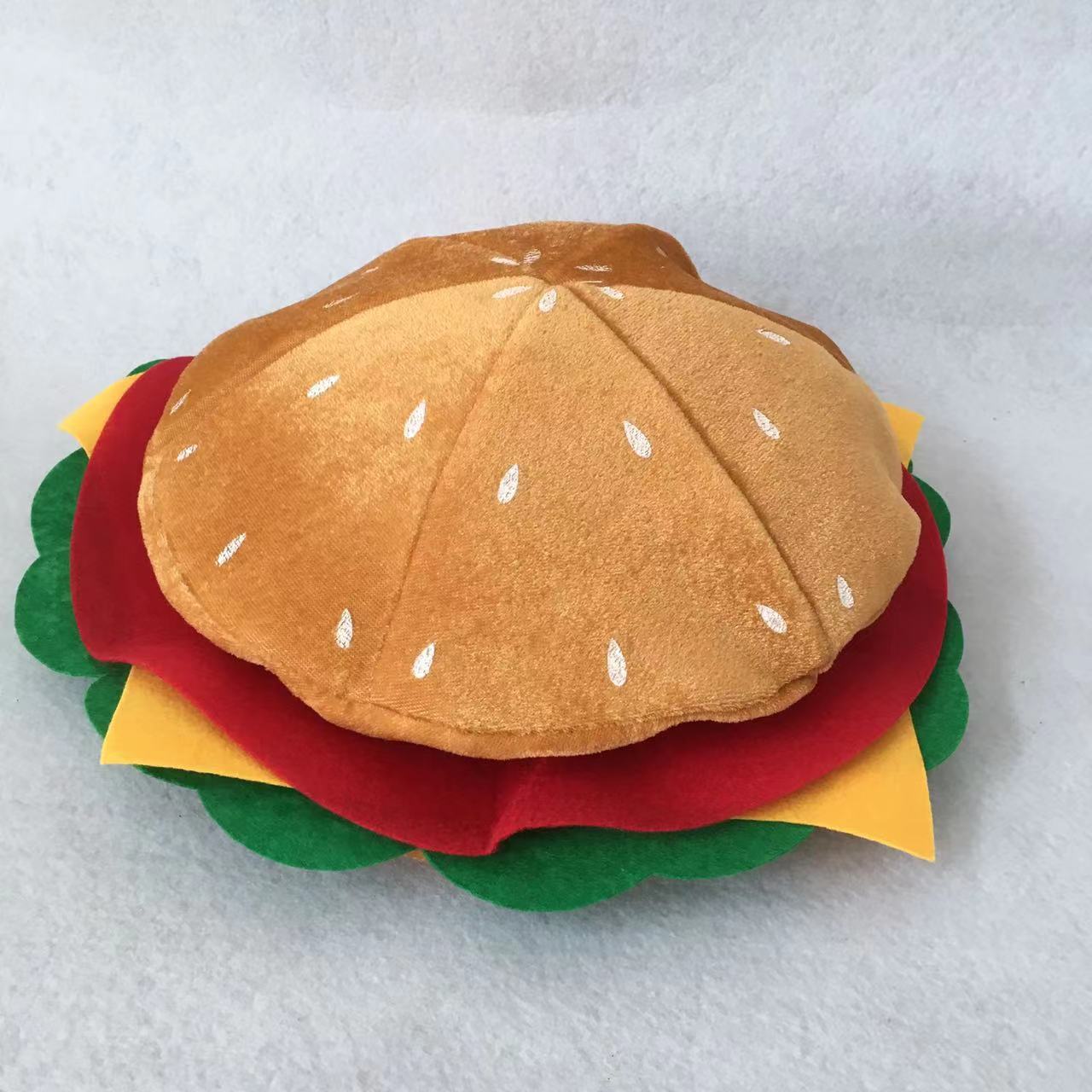 New hamburger hat party funny cute simulation hamburger hat funny beret party