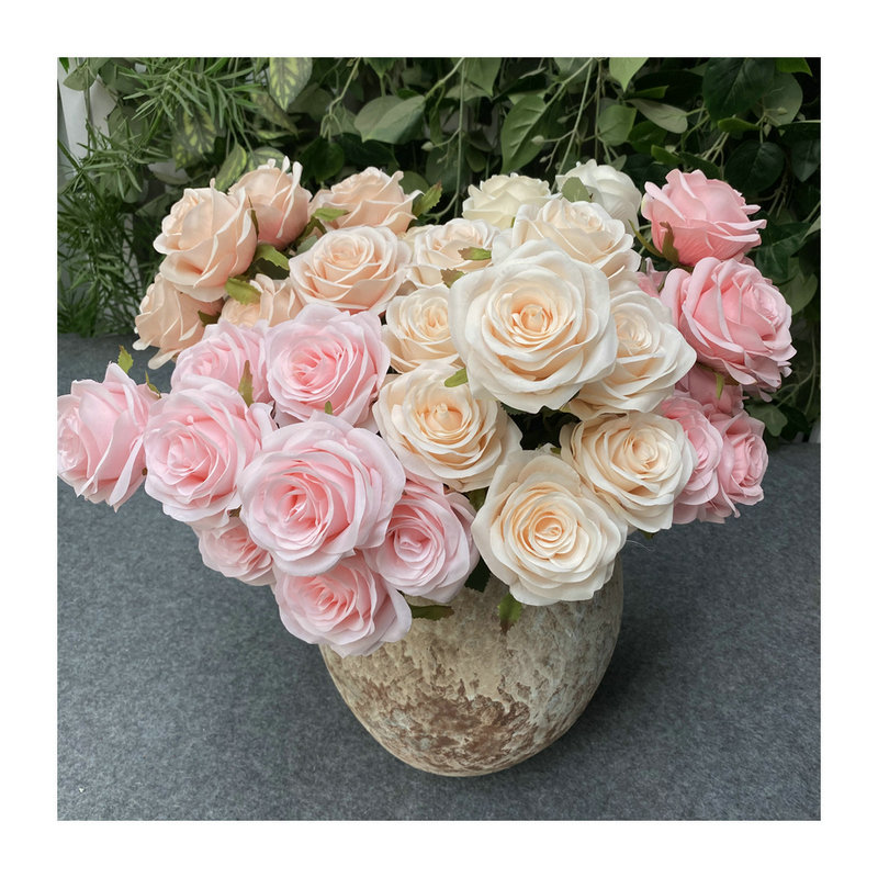 Single Simulation Multi-head Rose Bouquet Wedding Decoration Artificial Flowers Photo Photography Arrangement Props Fake Flowers