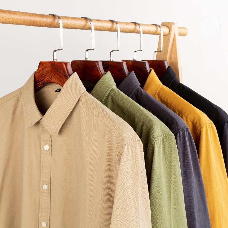 Men's spring and autumn Hong Kong style casual shirt men's all-match trendy workwear shirt American heavy cotton retro coat