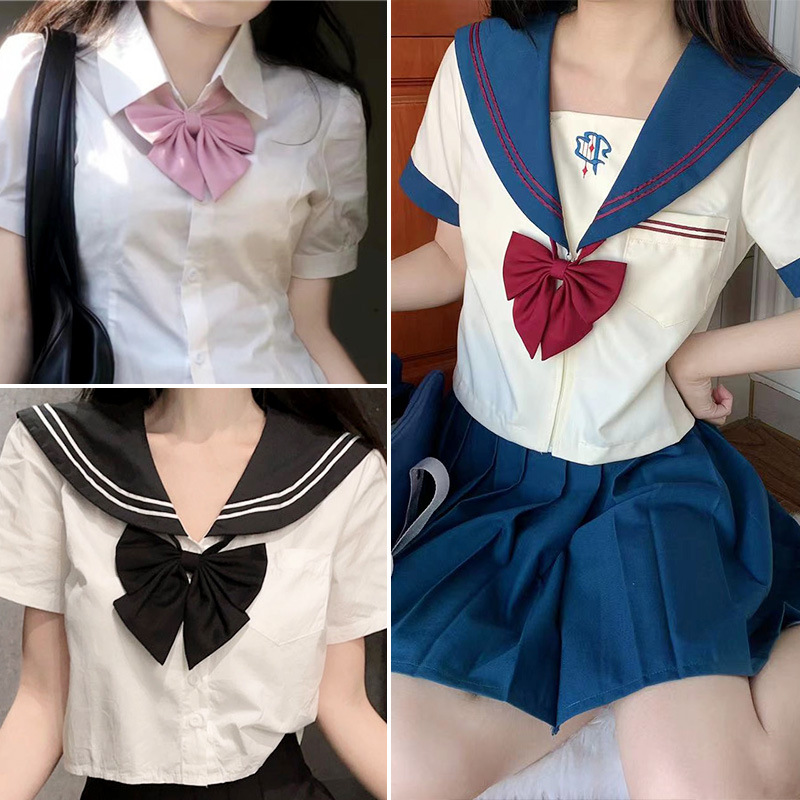 Bow tie female JK feather root collar flower female student graduation photo academic clothing wine red college style collar flower Japanese bow