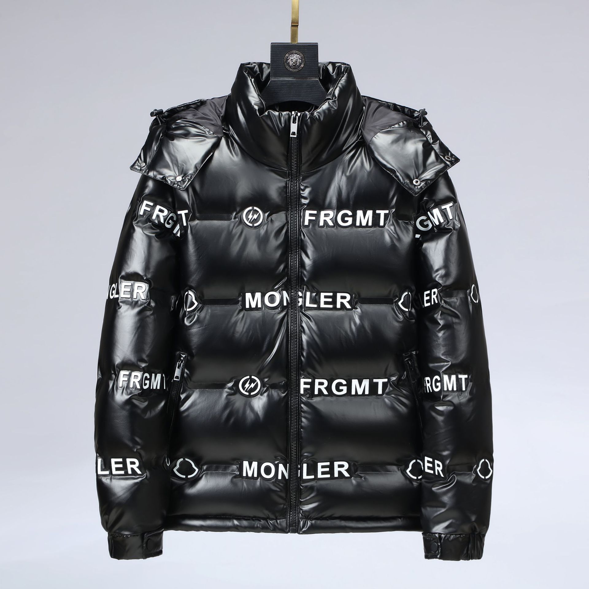 21 new bright surface disposable down jacket men's fashionable short Korean style fashionable classic all-match couple printing craft coat