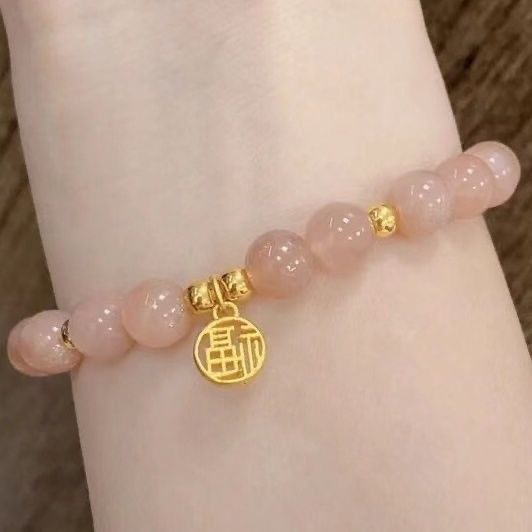 Popular online celebrity New bead bracelet female fluorescent stone crystal beads hand-woven beaded pendant beaded bracelet