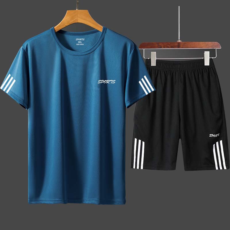 Sports suit Men's Summer Casual suit Gym Running Clothes Loose Crewneck Group Printed Quick-drying T-shirt