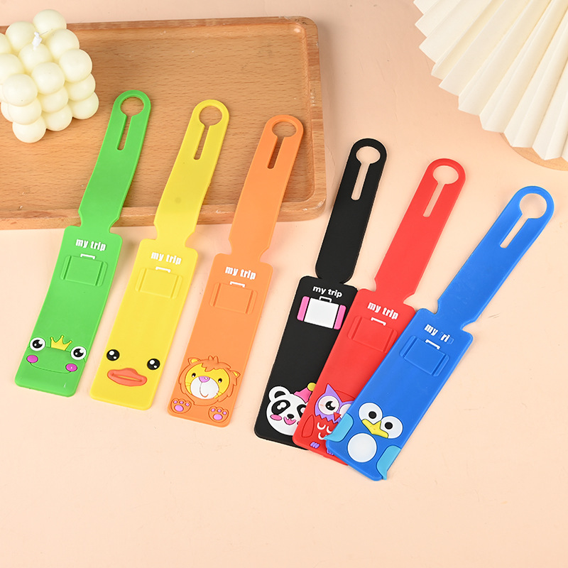 Creative one-piece South Korea fashion long luggage tag pvc cartoon soft rubber luggage tag in stock wholesale