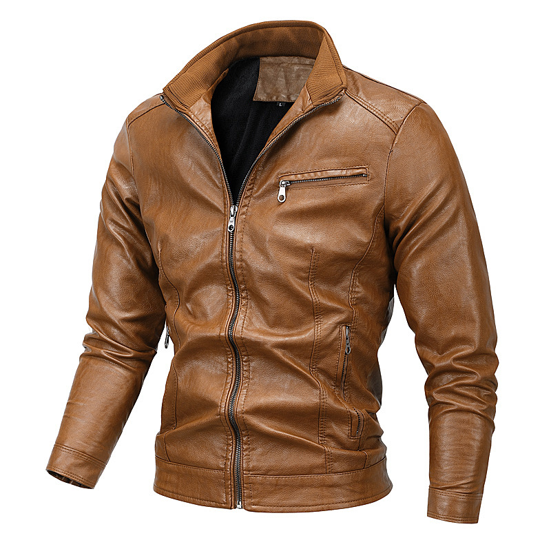 Cross-border Amazon PU leather clothing autumn and winter new men's motorcycle plus velvet leather clothing youth casual large size jacket coat
