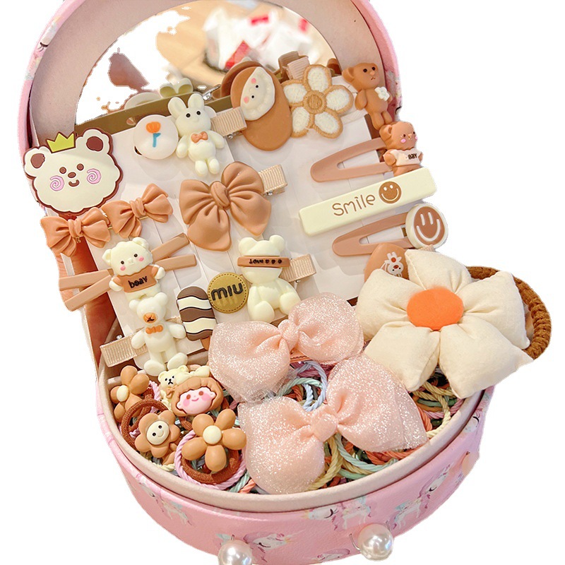 Children's Hair Accessories Gift Set Cute Little Girl's Hair Accessories Crown Hairpin Jewelry Box Girls' Storage Hairpin Hairpin Hairpin