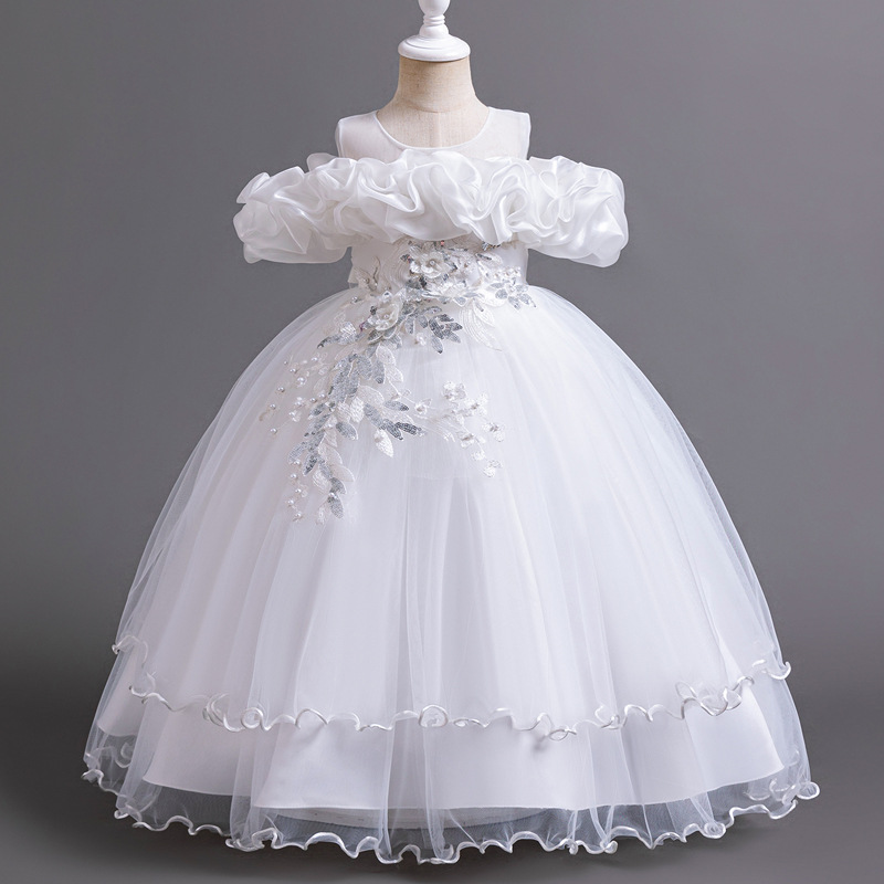 Flower children's dress 2024 new cross-border foreign trade children's wedding princess dress long girl dress wholesale