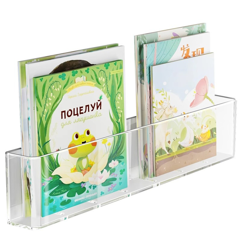 Punch-free wall bookshelf wall-mounted aisle door rear shelf wall-mounted transparent acrylic children's book storage box
