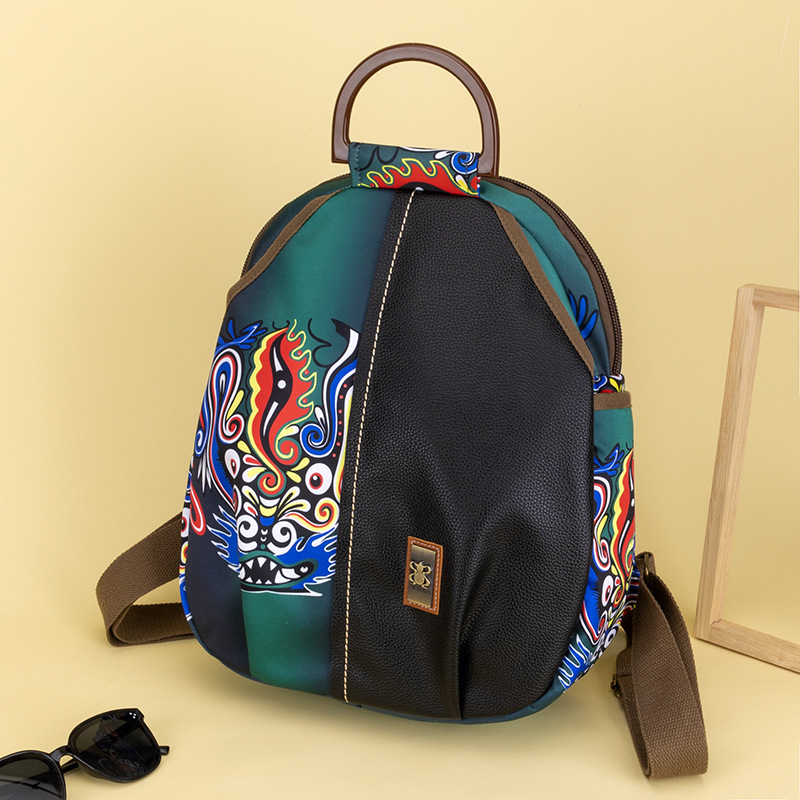Ethnic style retro backpack travel small backpack national fashion nylon cloth large capacity printed women's bag