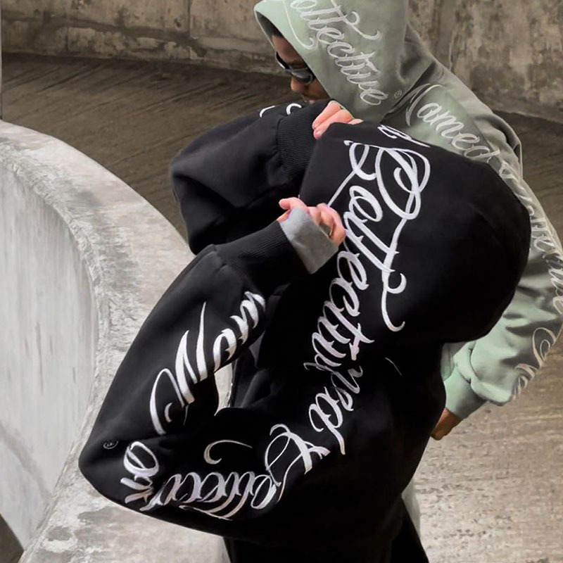 Letter Embroidery printing fashion brand same cardigan coat European and American loose zipper hoodie men's and women's sweater one-piece delivery