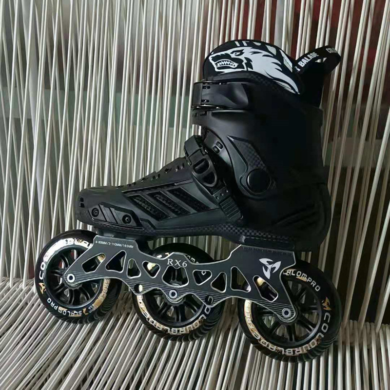 Big three-wheel skates adult professional roller Skates roller skates adult in-line wheel men's and women's fancy flat flower brake shoes